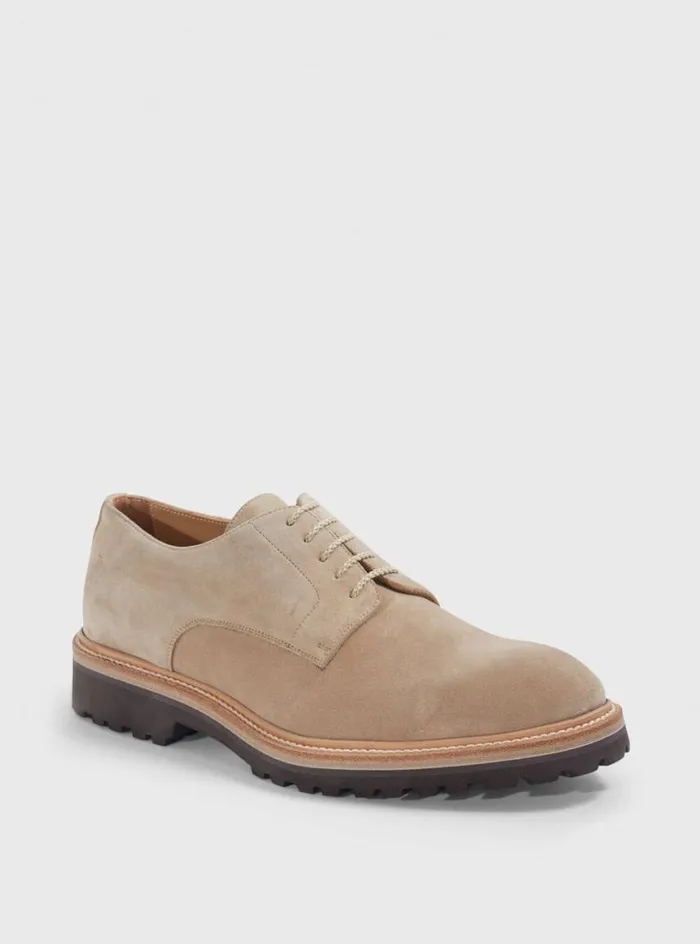 Men Paul Stuart Laceups and Oxfords Hunter Suede Lace Up Derby Light Beige
