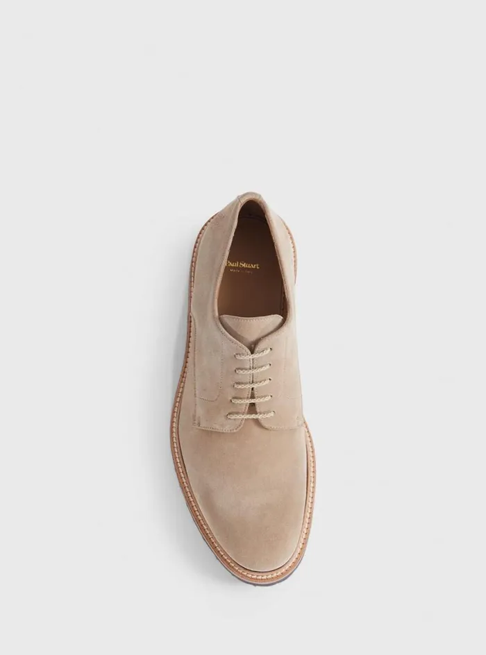 Men Paul Stuart Laceups and Oxfords Hunter Suede Lace Up Derby Light Beige