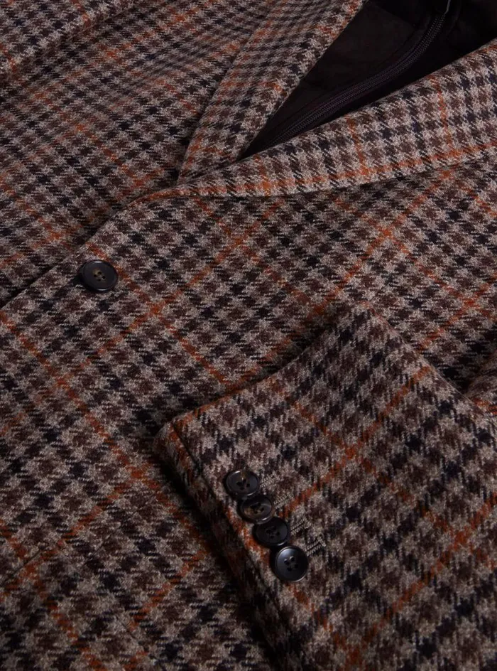 Men Paul Stuart Outerwear Plaid Jacket WithRemovable Vest Brown