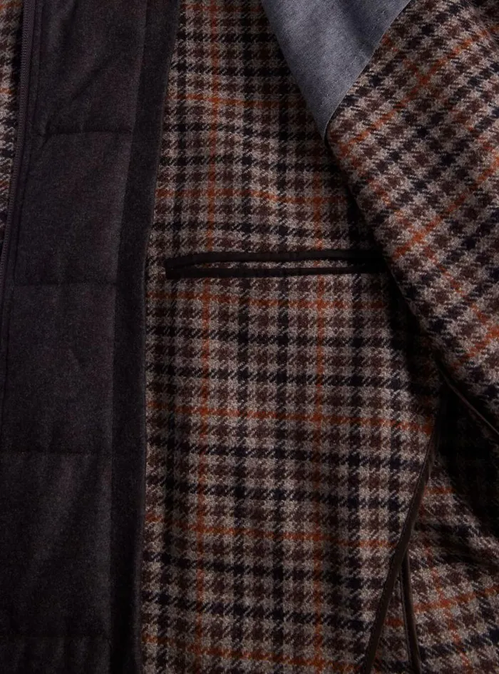 Men Paul Stuart Outerwear Plaid Jacket WithRemovable Vest Brown