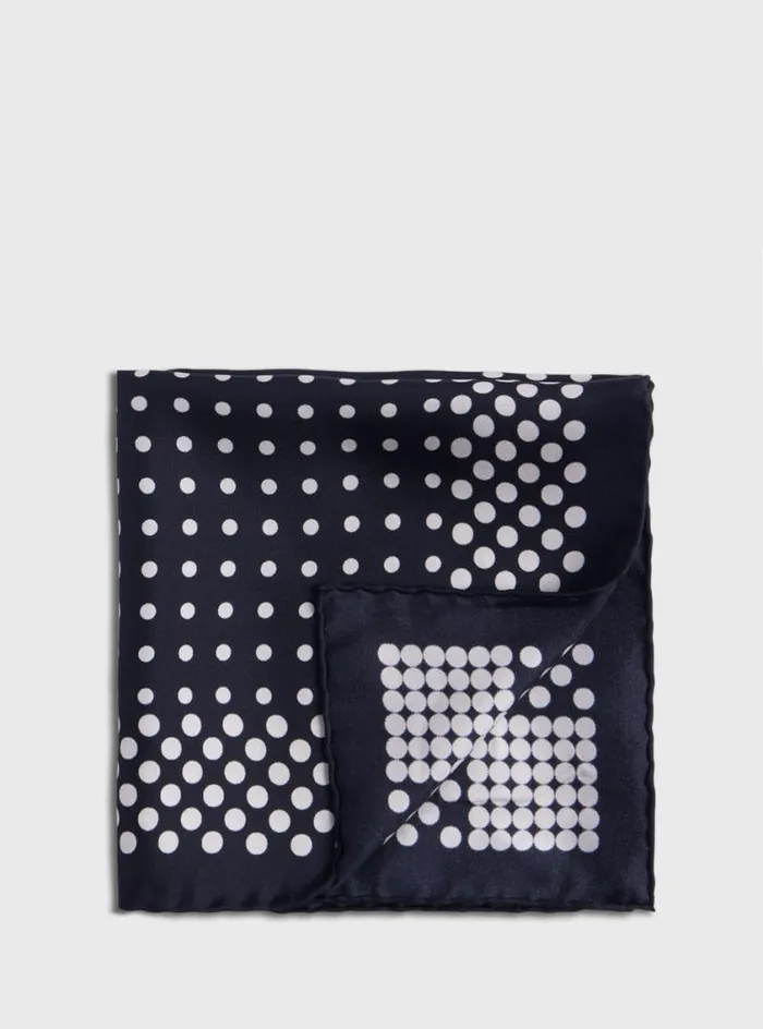 Men Paul Stuart Pocket Squares Silk Twill Dot Pocket Square Black