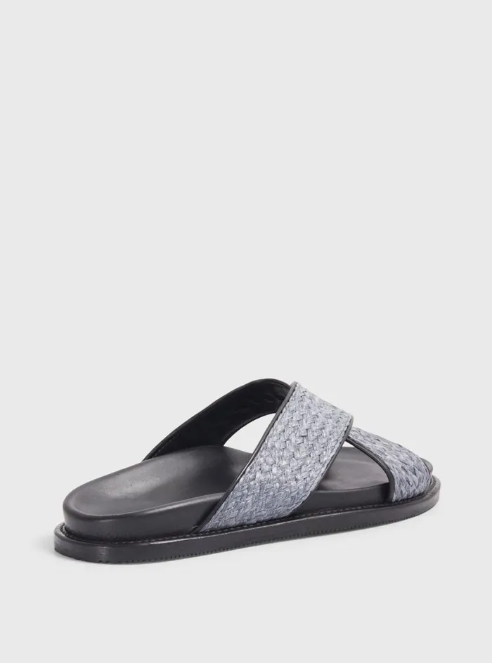Men Paul Stuart Sandals Punta II Raffia Crossover Slide Blue Men Paul Stuart Sandals Punta II Raffia Crossover Slide Blue