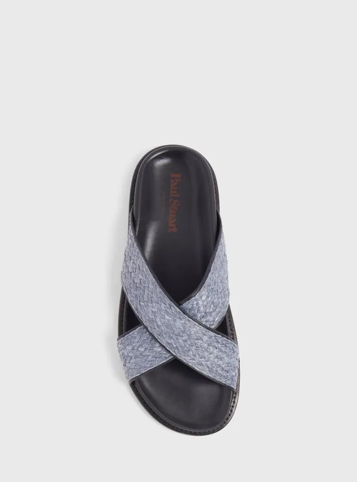 Men Paul Stuart Sandals Punta II Raffia Crossover Slide Blue Men Paul Stuart Sandals Punta II Raffia Crossover Slide Blue