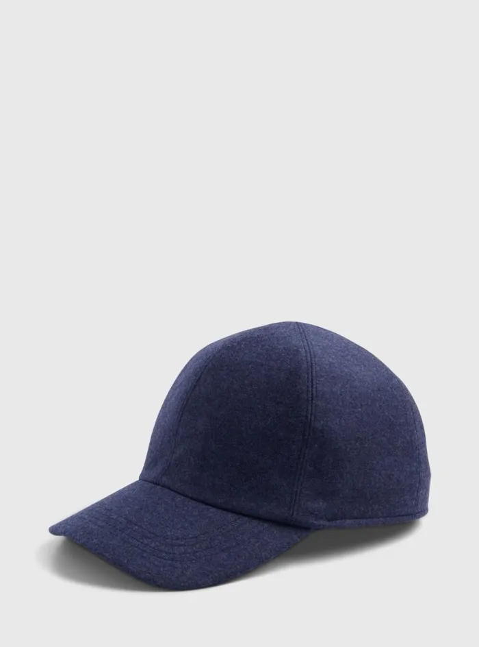 Men Paul Stuart Scarves Hats Gloves Baseball Cap With Ear Flaps Blue Melange