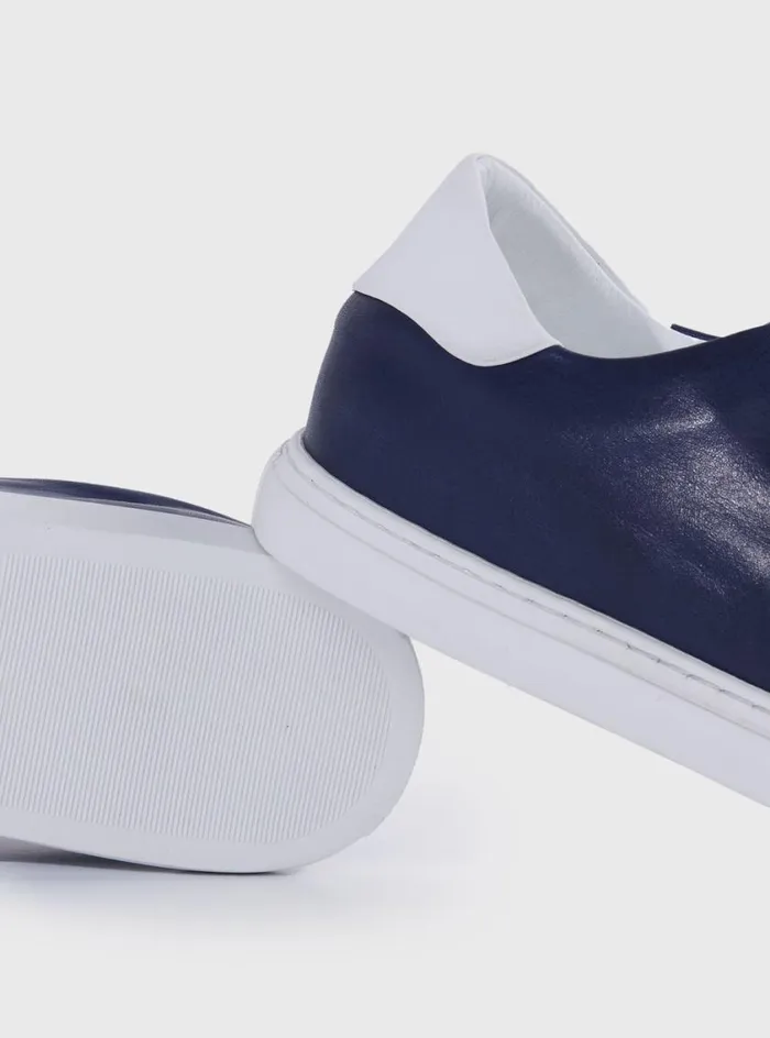 Men Paul Stuart Sneakers Homer Leather Sneaker Blue
