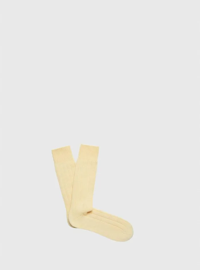 Men Paul Stuart Socks Cashmere Blend Ribbed Sock Yellow