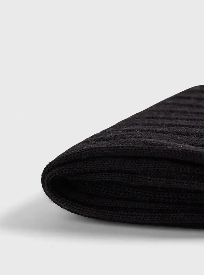 Men Paul Stuart Socks Classic Merino Wool Ribbed Sock Black