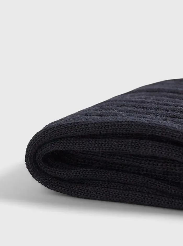 Men Paul Stuart Socks Classic Merino Wool Ribbed Sock Navy