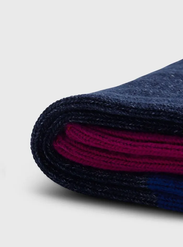 Men Paul Stuart Socks Cotton Denim Melange Sport Sock Berry