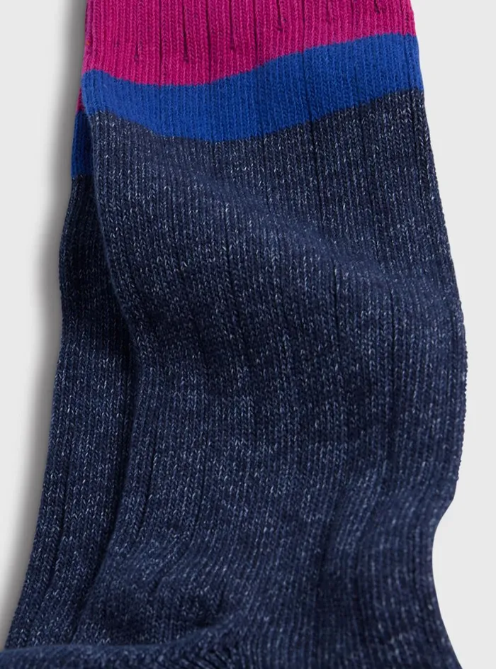 Men Paul Stuart Socks Cotton Denim Melange Sport Sock Berry