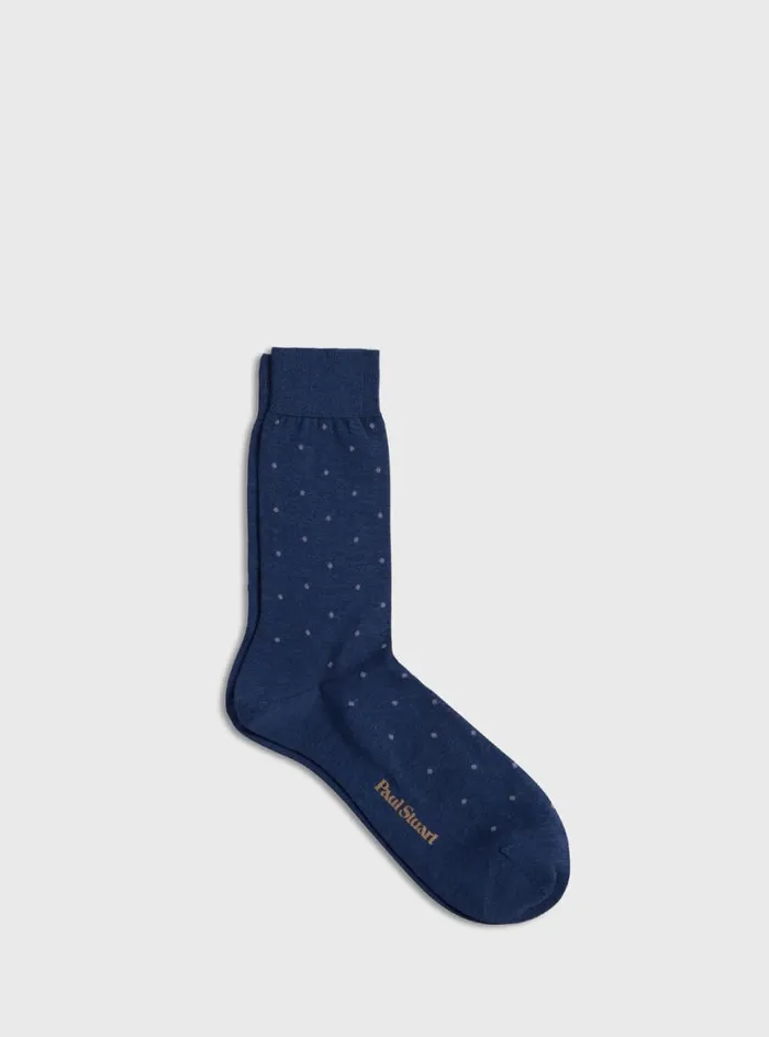 Men Paul Stuart Socks Cotton Dotted Sock Denim