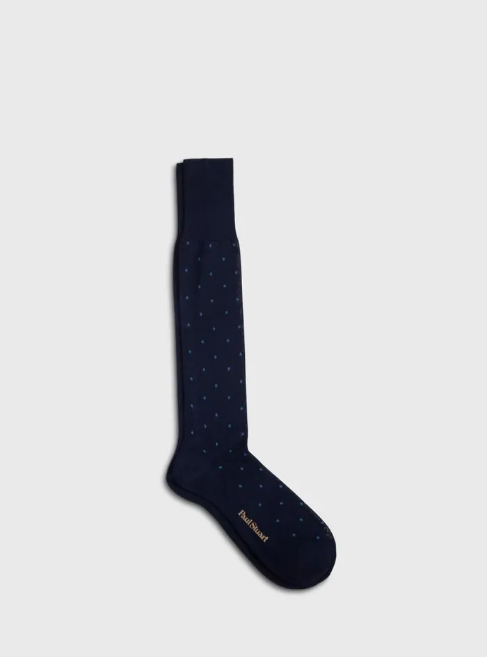 Men Paul Stuart Socks Cotton Dotted Sock Navy