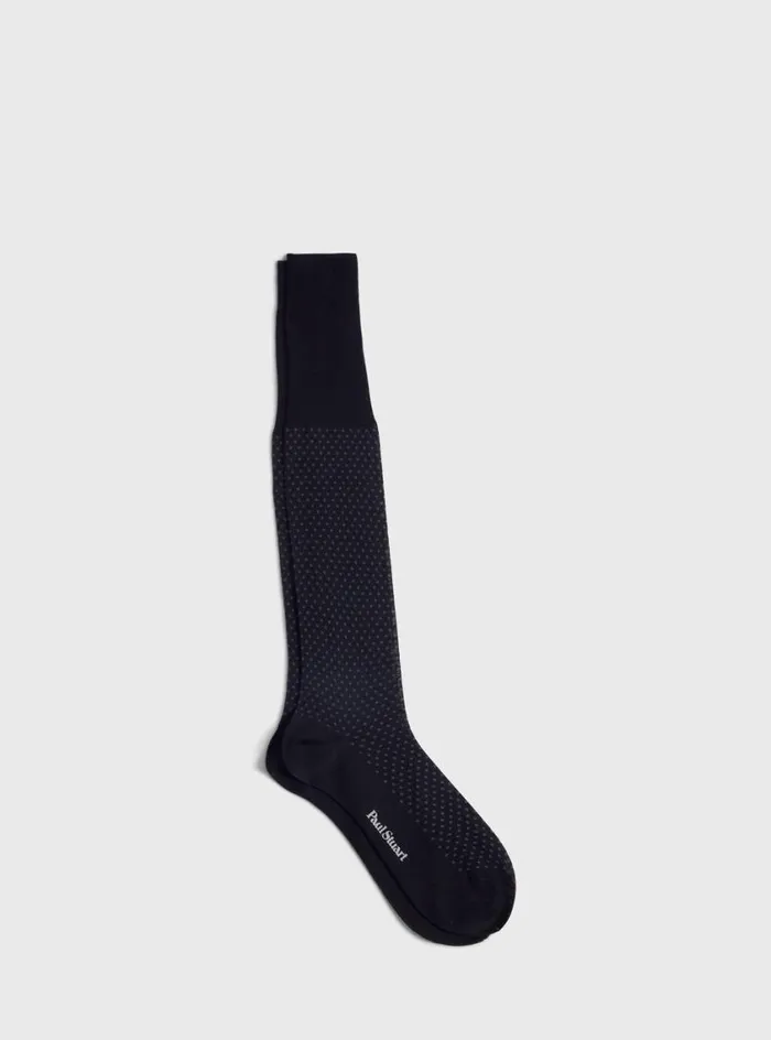 Men Paul Stuart Socks Cotton Jacquard Sock Black