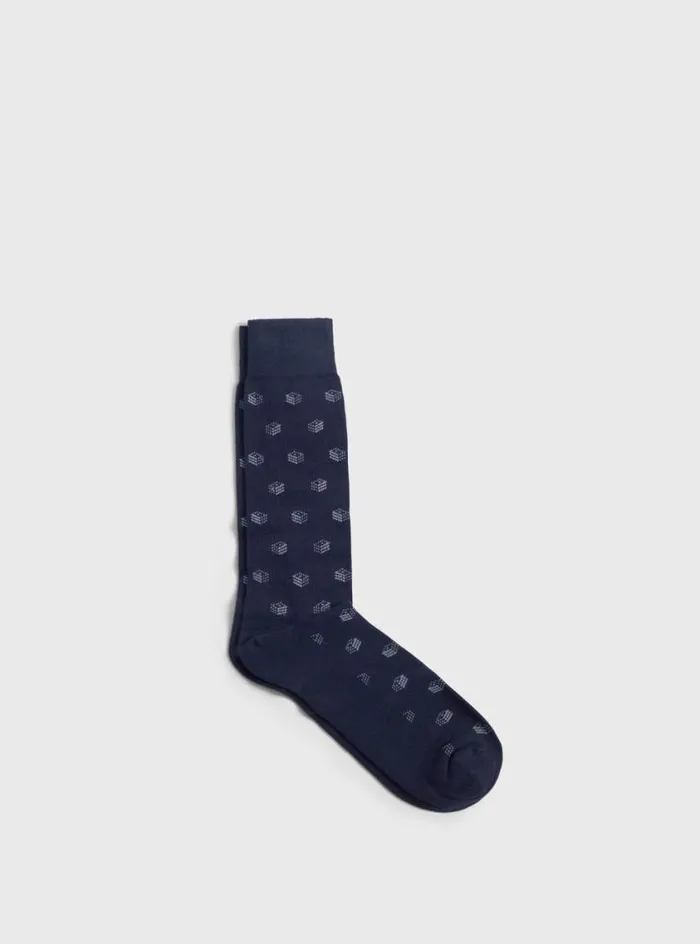 Men Paul Stuart Socks Deco Motif Sock Navy