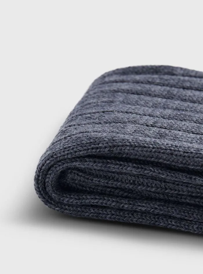Men Paul Stuart Socks Merino Wool Ribbed Sock Medium Grey