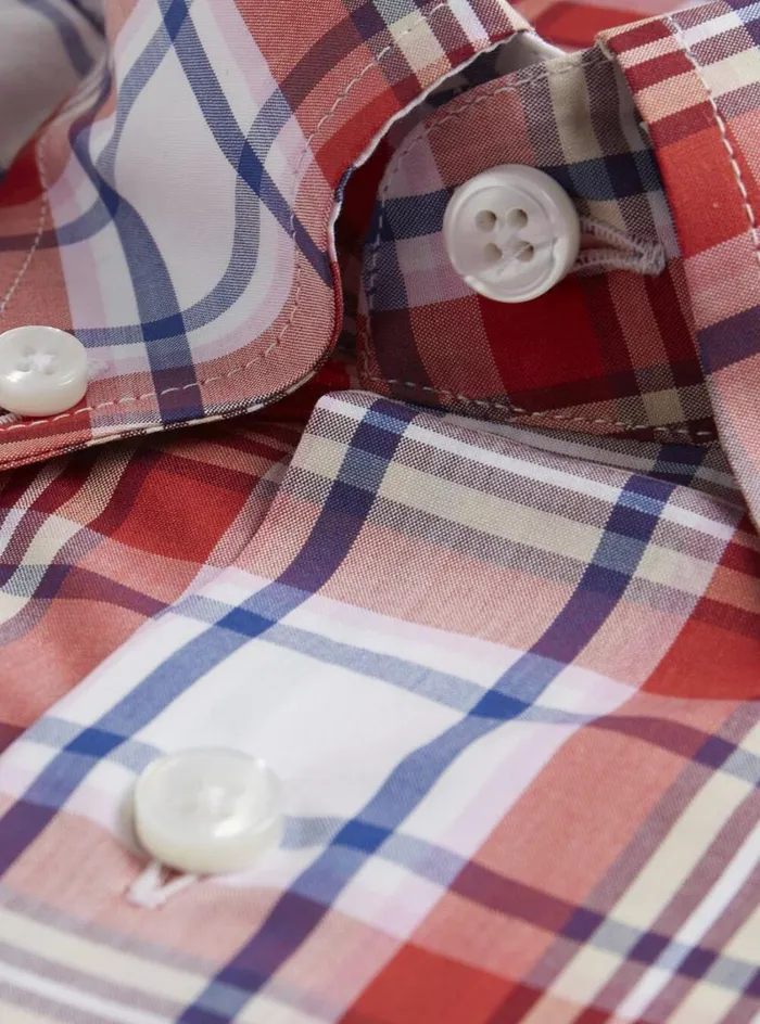 Men Paul Stuart Sport Shirts Plaid Sport Shirt Red