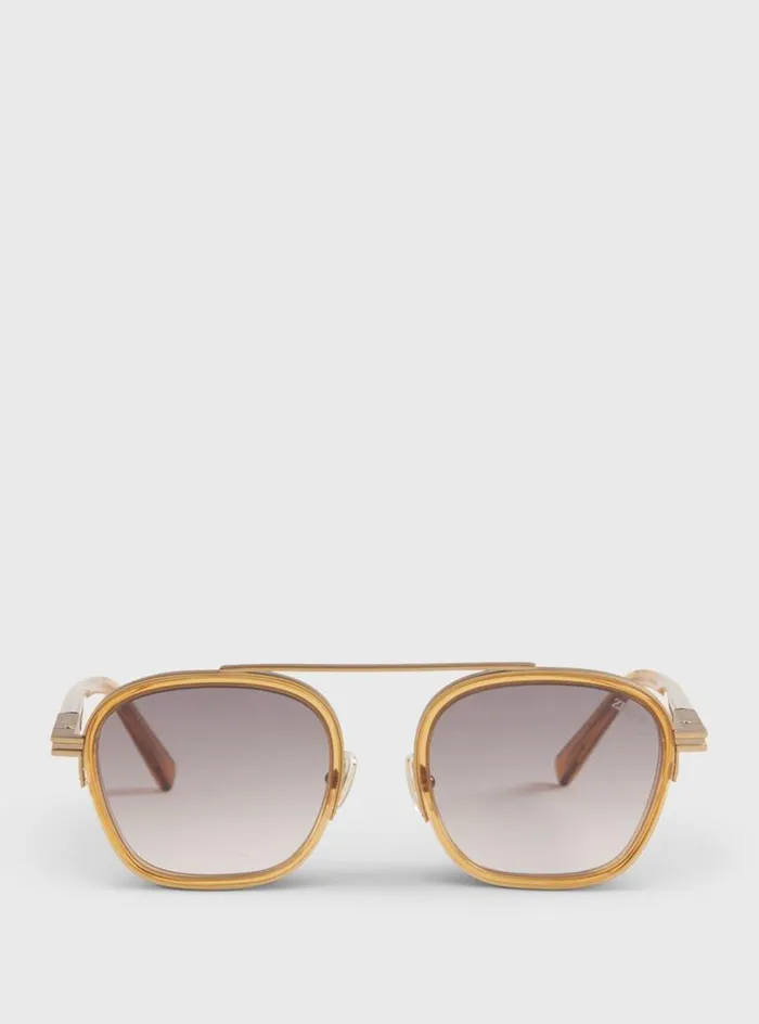 Men Paul Stuart Sunglasses and Eyewear Zegna Shiny Gold Geometric Gold
