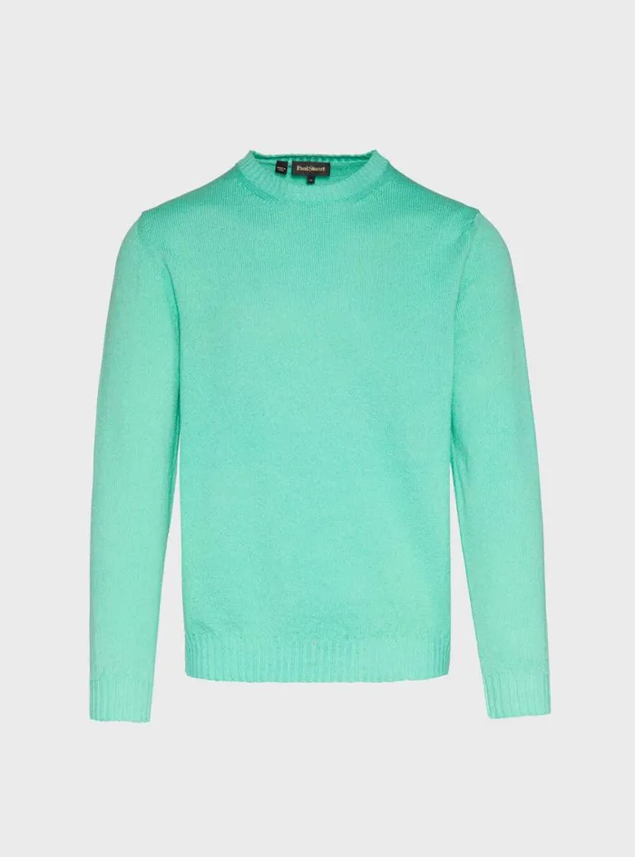 Men Paul Stuart Sweaters Boucle Crewneck Sweater Turquoise