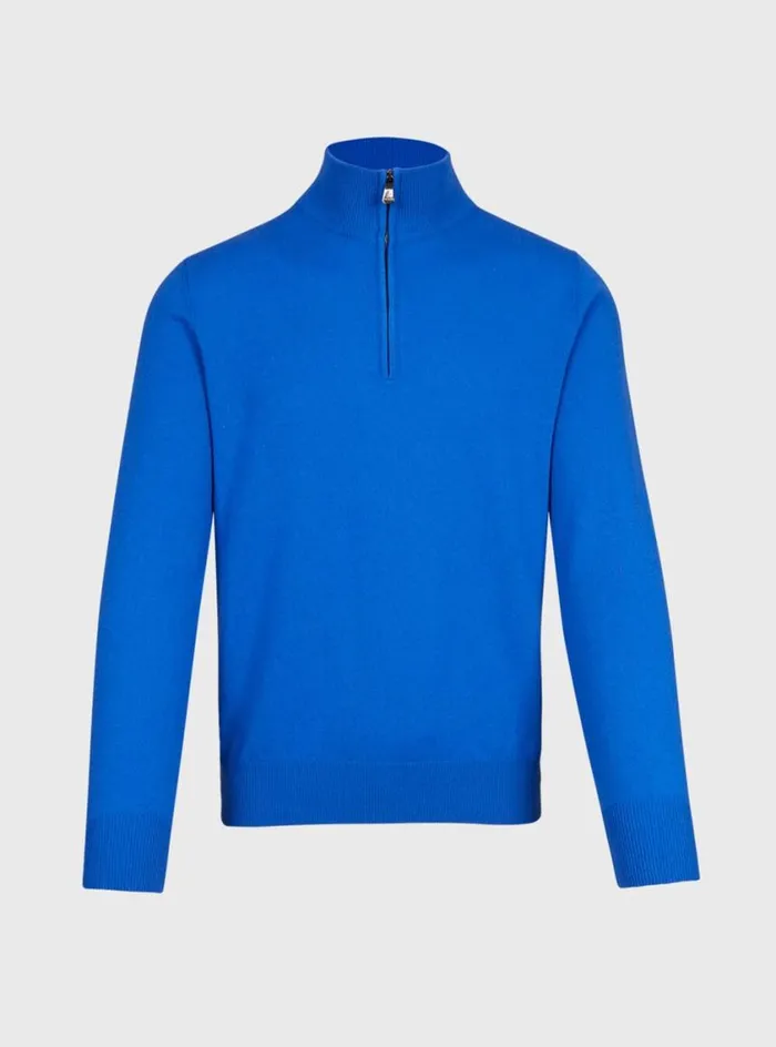 Men Paul Stuart Sweaters Cashmere 14 Zip Sweater Royal Blue