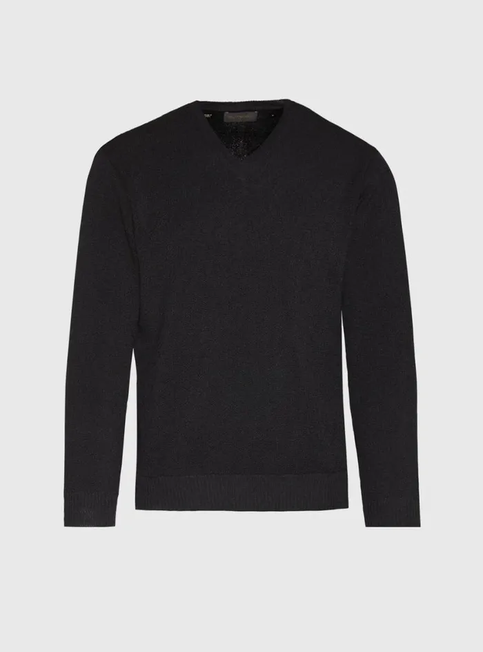 Men Paul Stuart Sweaters Classic Alpaca Links VNeck Sweater Black