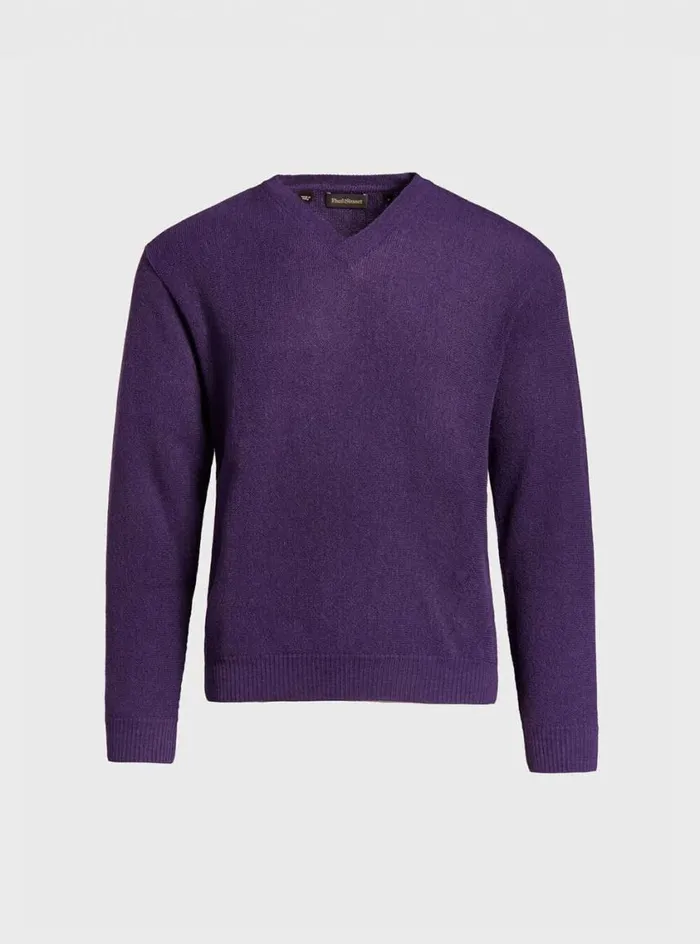 Men Paul Stuart Sweaters Classic Alpaca Links VNeck Sweater Purple