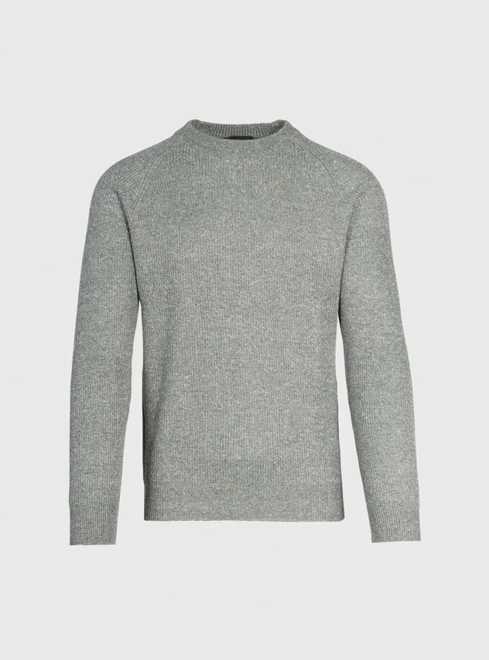 Men Paul Stuart Sweaters Cotton and Linen Mlange Crewneck Sweater Loden