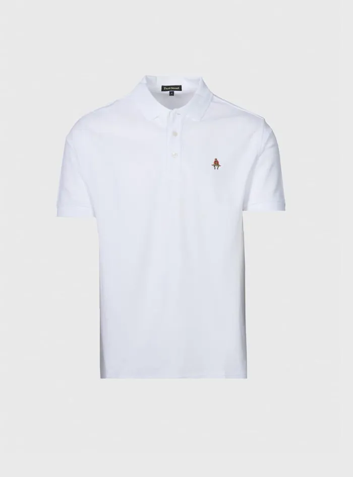 Men Paul Stuart Sweaters Cotton Piqu Logo Polo White