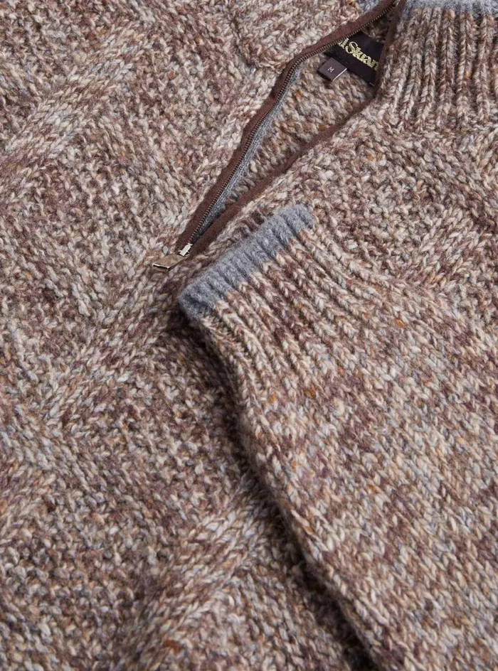Men Paul Stuart Sweaters Marled Quarter Zip Sweater Brown Melange