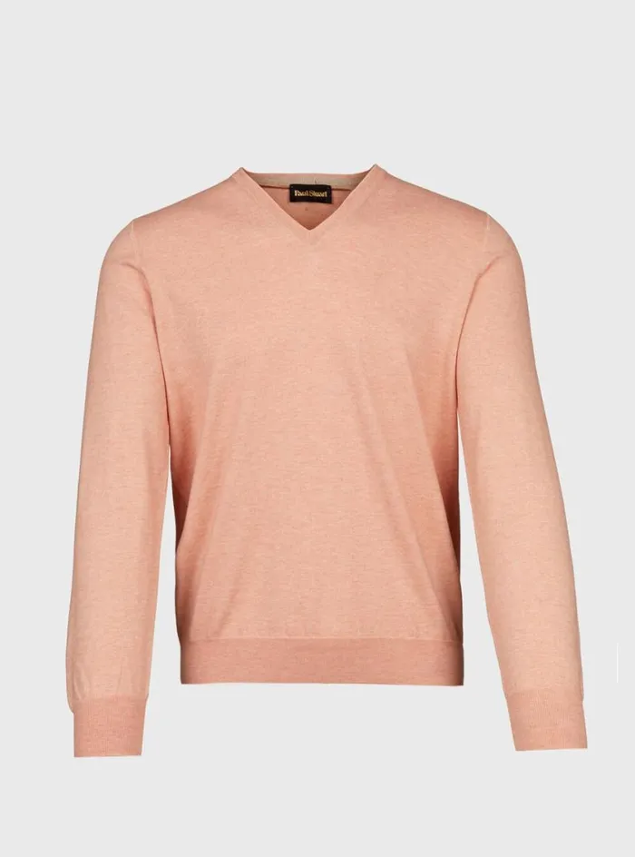 Men Paul Stuart Sweaters VNeck Sweater Peach