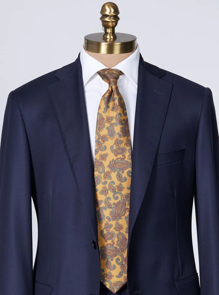 Men Paul Stuart Ties Silk Paisley Print Tie Gold