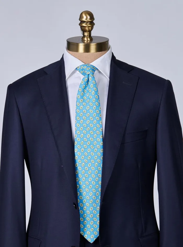 Men Paul Stuart Ties Silk Tossed Oval Print Tie Blue