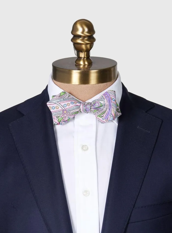 Men Paul Stuart Ties Silk Twill Paisley Bow Tie Pistachio