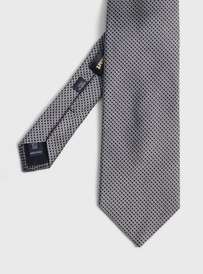 Men Paul Stuart Ties Woven Silk Micro Deco Tie Black