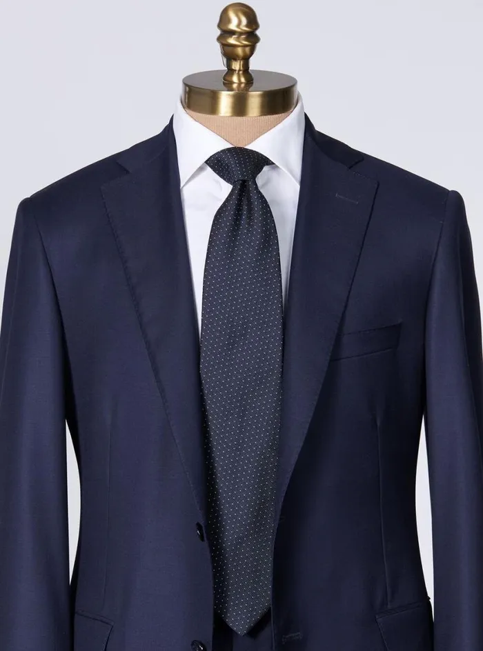 Men Paul Stuart Ties Woven Silk Micro Pattern Tie Navy