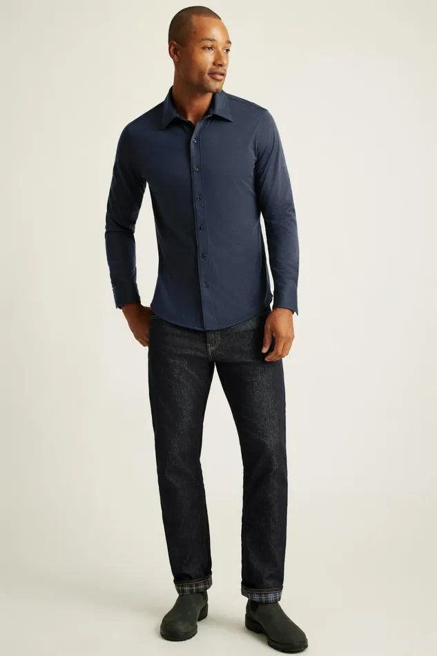 Men Performance Merino Shirt Navy Heather Bonobos Casual Shirts