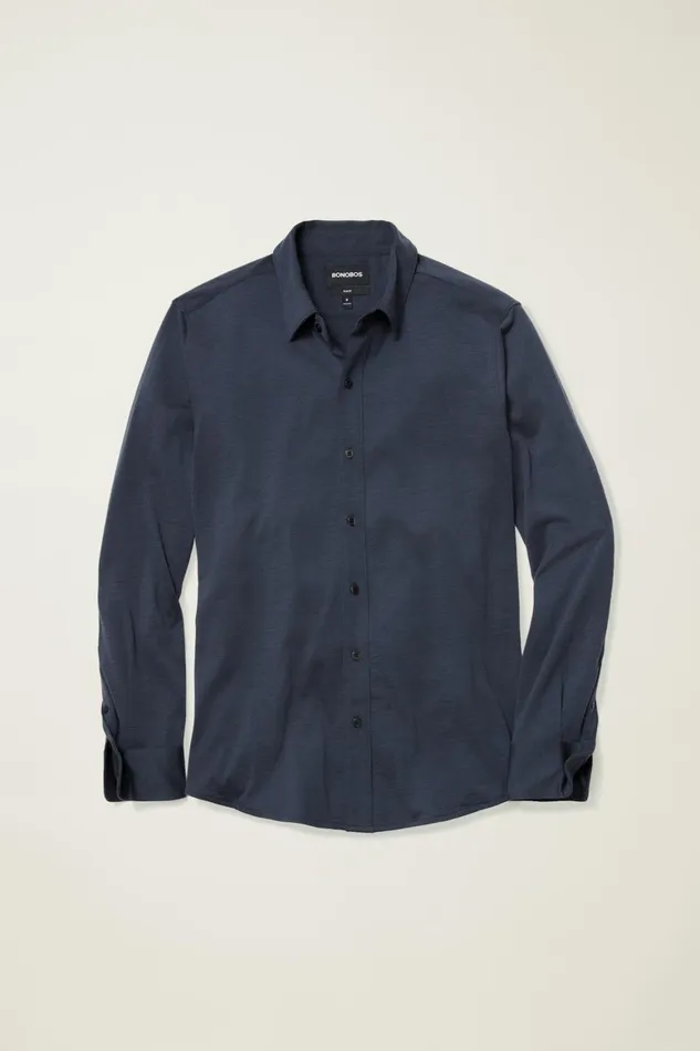 Men Performance Merino Shirt Navy Heather Bonobos Casual Shirts