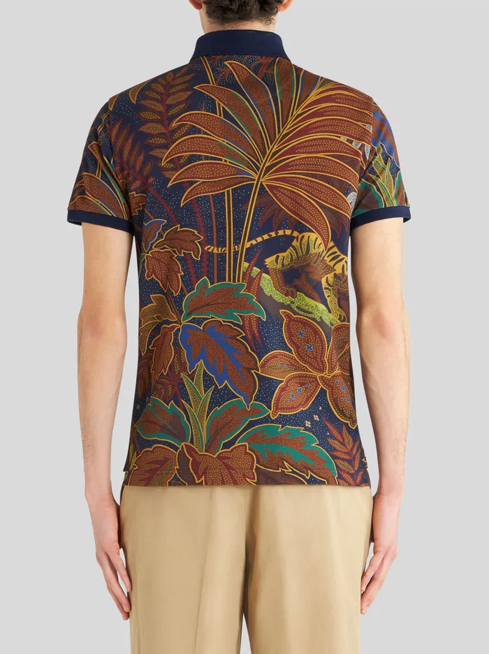 Men Polo Shirt With Peacock Print Etro Polo Shirts