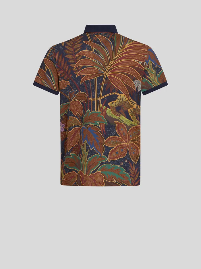 Men Polo Shirt With Peacock Print Etro Polo Shirts