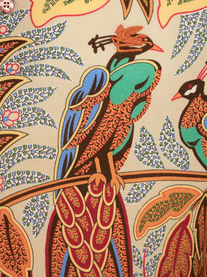 Men Polo Shirt With Peacock Print Etro Polo Shirts