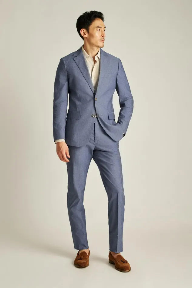 Men Portuguese Stretch Chambray Suit Navy Chambray Bonobos Suits