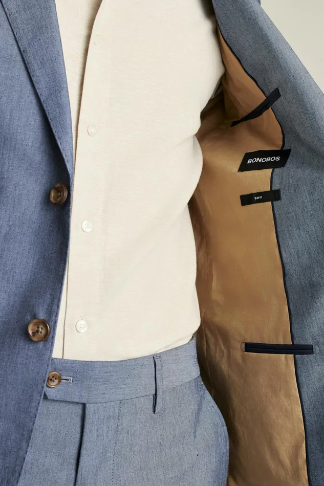 Men Portuguese Stretch Chambray Suit Navy Chambray Bonobos Suits