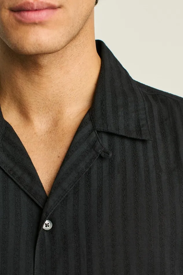 Men Riviera Cabana Shirt Black Textured Stripe Bonobos Casual Shirts
