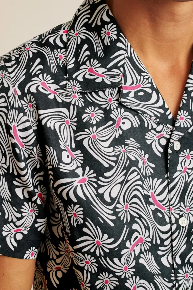 Men Riviera Cabana Shirt Black Trippy Floral Bonobos Casual Shirts