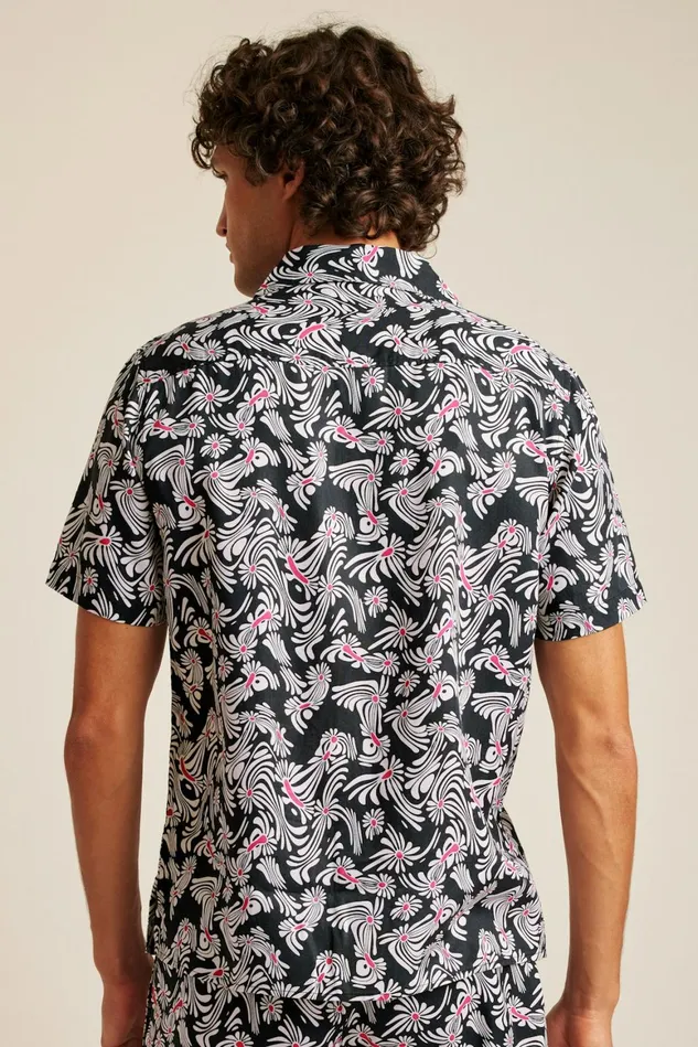 Men Riviera Cabana Shirt Black Trippy Floral Bonobos Casual Shirts