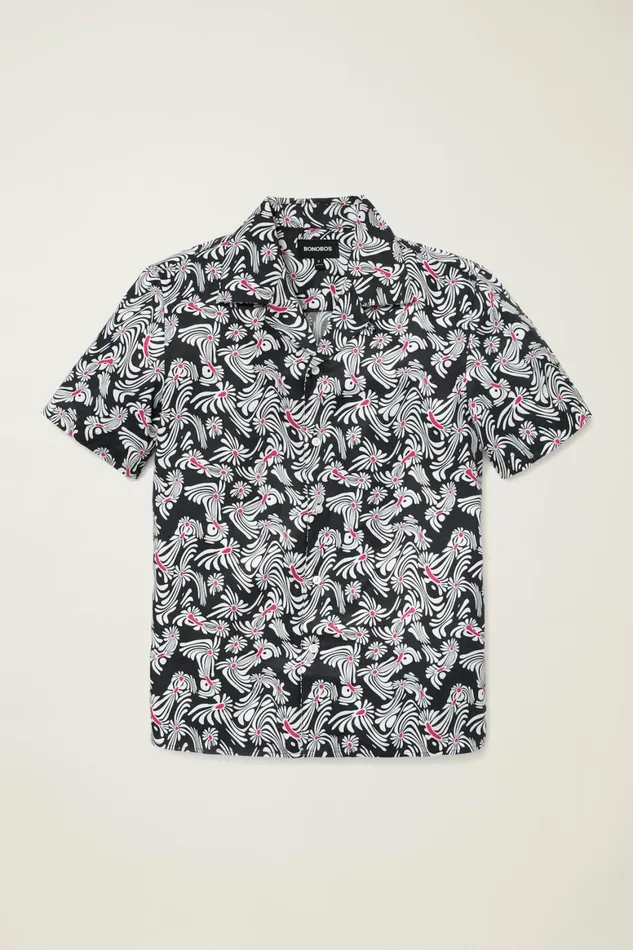 Men Riviera Cabana Shirt Black Trippy Floral Bonobos Casual Shirts