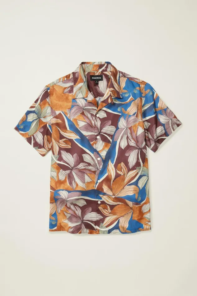 Men Riviera Cabana Shirt Rustic Floral Bonobos Casual Shirts