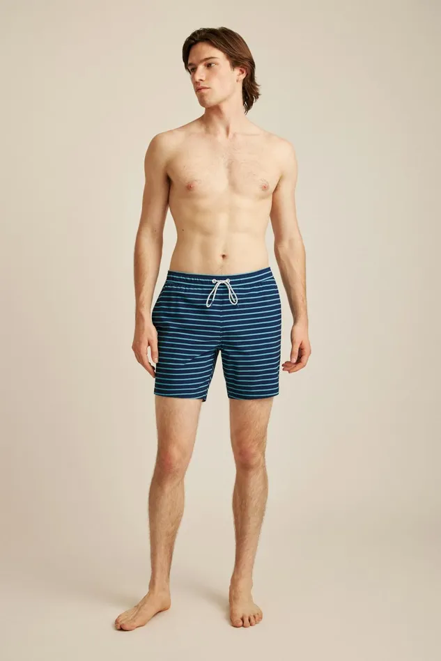 Men Riviera Recycled Swim Trunks Blue Stripes Bonobos Swim Trunks
