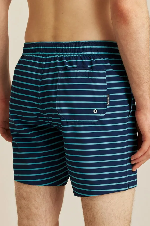 Men Riviera Recycled Swim Trunks Blue Stripes Bonobos Swim Trunks