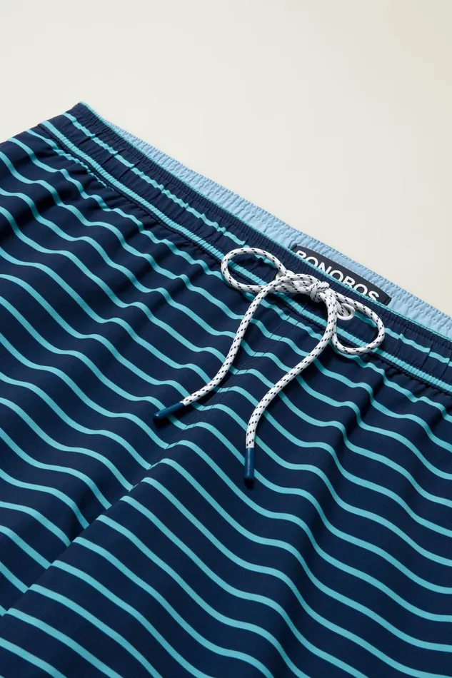 Men Riviera Recycled Swim Trunks Blue Stripes Bonobos Swim Trunks