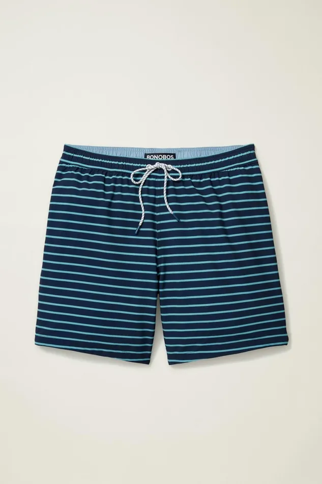 Men Riviera Recycled Swim Trunks Blue Stripes Bonobos Swim Trunks